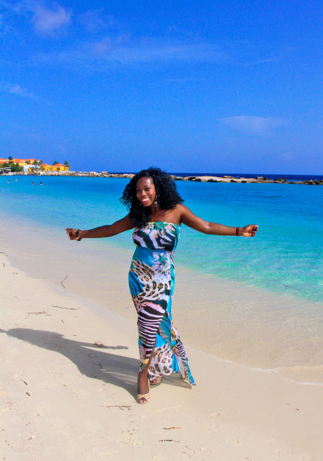 Enjoying beautiful Mambo beach on a solo excursion to the island country of Curacao