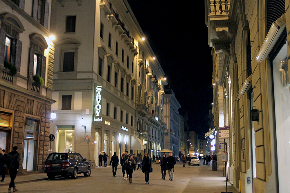 The streets of Florence at night