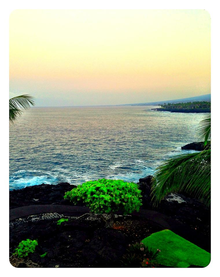 My view from my balcony as the sun rises in Kona, Big Island