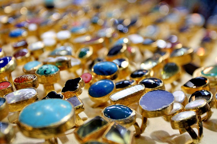 Gold jewelry and gems everywhere!