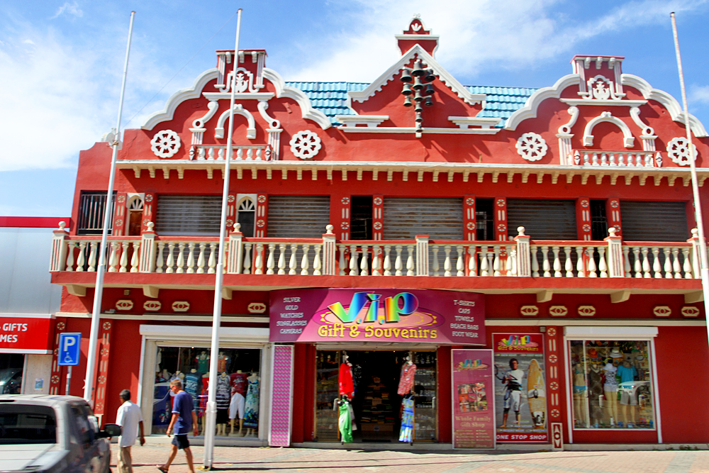 Aruban style buildings in downtown Oranjestad