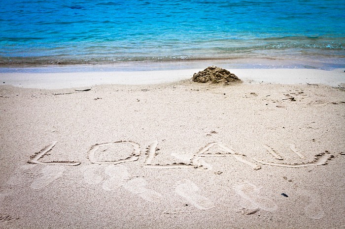 Wrote my name in the sand there :) The sand and water was so beautiful!